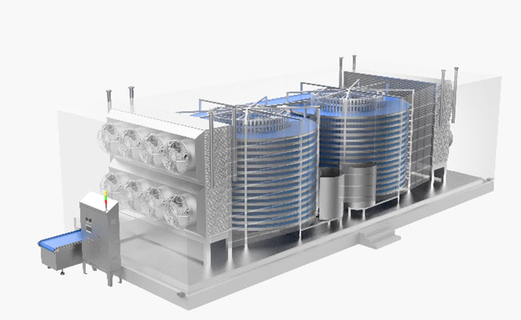 厂家供应大型单双螺旋速冻机，高效冻结节能省电！